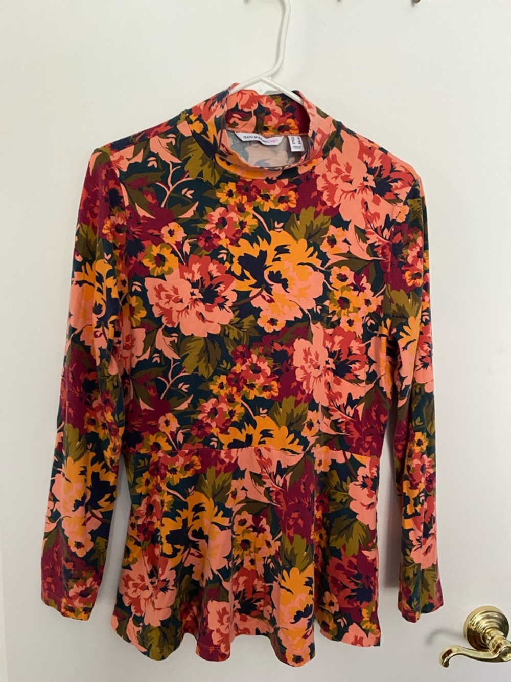 Issac Mizrahi Floral Long-Sleeve Peplum Top - Multicolor